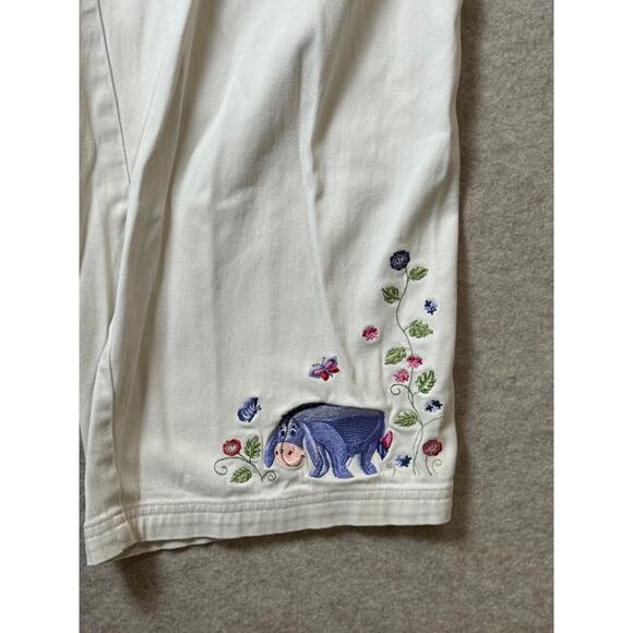 Winnie the Pooh Eeyore Disney Store Vtg Cropped Pants Embroidered Flowers Sz XL - Picture 3 of 8